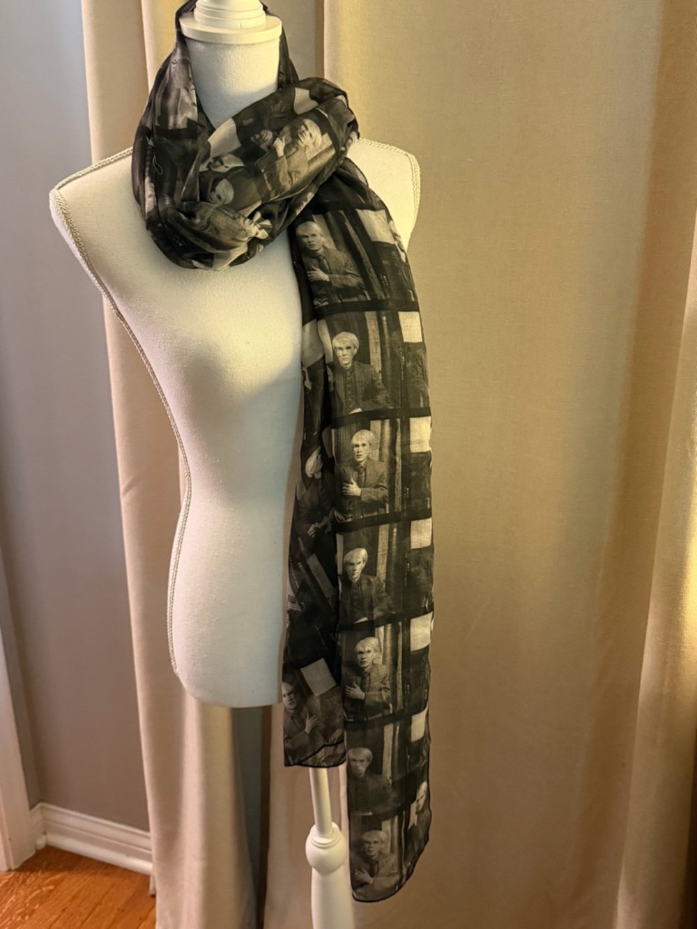 Andy Warhol Black And Gray Repeat Picture Scarf
